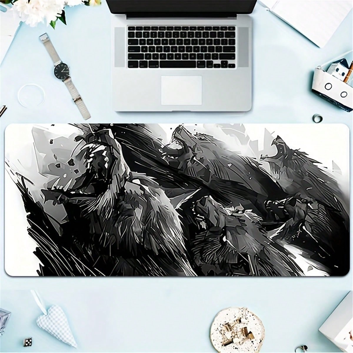 Desk Setup Pc And Laptop - Grand tapis de bureau Wolf Gaming