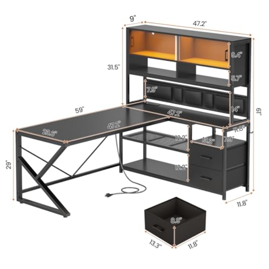 Bureau de jeu en forme de L av - Desk Setup L Shaped avis et prix