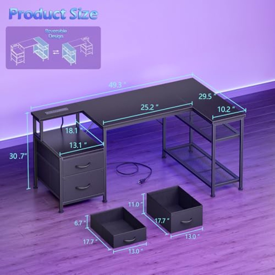 Bureau de jeu en forme de L de - Desk Setup L Shaped avis et prix
